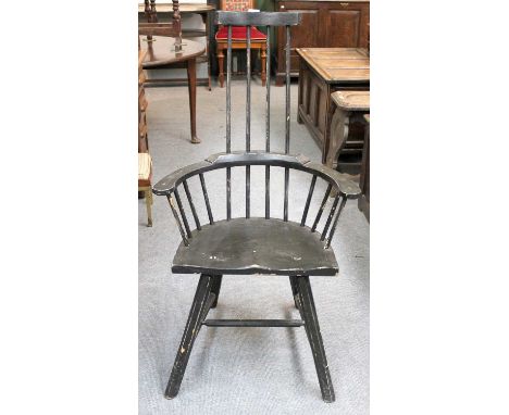 A Painted Stick Back Chair, with dish seat, 19th century