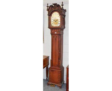 A Modern Striking Weight Driven Longcase Clock, 218cm high11'' wide, 15'' high to the top of the arch