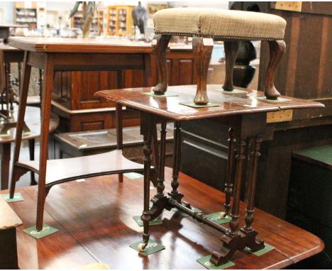 A Small Victorian Walnut Drop Leaf Table, 65cm by 53cm by 53cm (open) , an Edwardian crossbanded foldover games table with wa