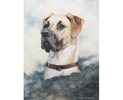 John Lewis Fitzgerald (b.1945)Head study of Great DaneSigned, gouache, 39cm by 29cm; together with a further work by the same