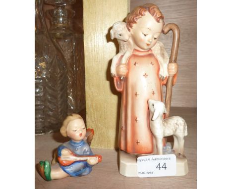 Large Hummel figure of a shepherd and a small Hummel figure of an angel