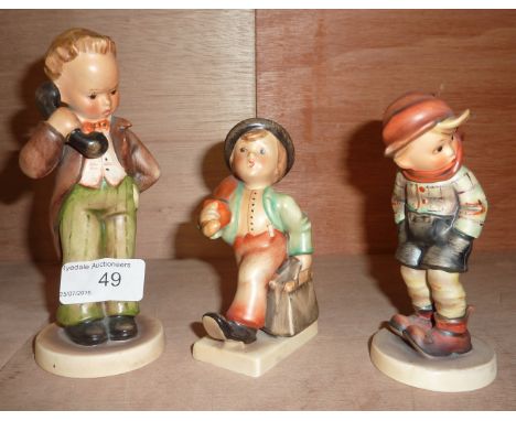 Large Hummel figurine and 2 small Hummel figurines