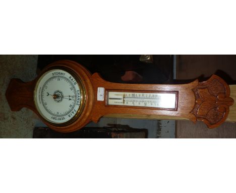 Oak framed aneroid barometer