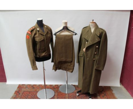 1950s Queen's Surrey Regt. 1949 pattern battle dress blouse, dated 1955, together with a Great Coat