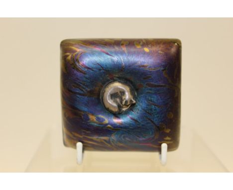John Ditchfield Glasform paperweight - cat on a cushion, signed 