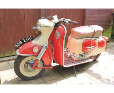 1959 Puch Alpine 150cc scooter Reg No. 538 EHU finished in an attractive red and cream two tone, this scooter, last MOT'd in 