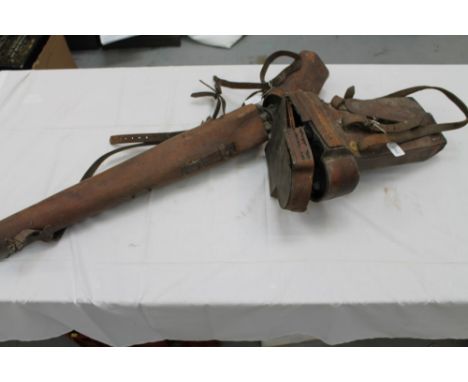 First World War Imperial German Artillery 'Rabbit Ear' trench periscope, in original brown leather field transit case, togeth