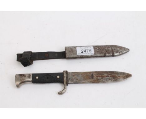 Nazi Hitler Youth dagger with engraved blade - Rich. Abr. Herder. CoL. Ngen., RZM, M7/18, 1939, with chequered bakelite grip 