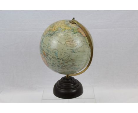 Early 20th century Geographia 10 inch Terrestrial Globe - on a circular bakelite base