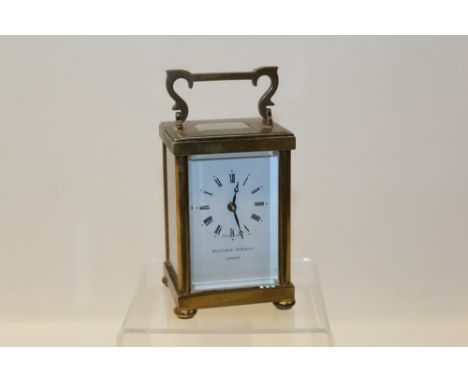 Contemporary carriage clock with lever escapement and eleven jewel movement, signed - 'Matthew Norman Switzerland 1754', whit