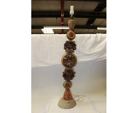 Impressive Bernard Rooke studio pottery totem pole lamp