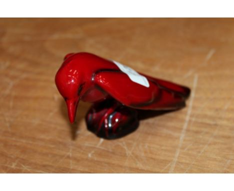 Royal Doulton flambé bird - possibly a Rook or a Crow   CONDITION REPORT  Small patch of wear to glaze on underside of tail f