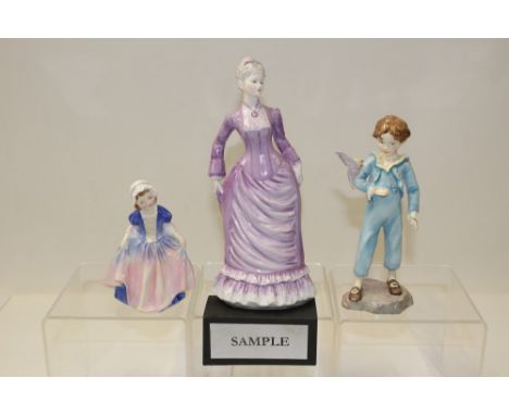 Royal Worcester figure - The Parakeet 3087 and Coalport figure Sarah and six Royal Doulton figures - Fragrance HN2334, Sweet 