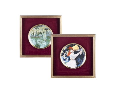 TWO PRINTED CERAMIC ART PLATES, 20TH CENTURY one depicting Renoir’s Dance at Bougival, the other Monet’s La Grenouillere, eac