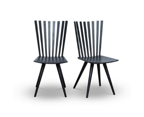 A PAIR OF J152 MIKADO CHAIRS DESIGNED IN 2014 BY FOERSOM &amp; HIORT-LORENZEN FOR FDB MØBLER each splayed stick-shaped back a