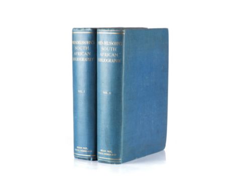 Mendelssohn, Sidney SOUTH AFRICAN BIBLIOGRAPHY, 2 VOLS London: Kegan, Paul, Trench, Tuber &amp; Co., 1910 LIMITED EDITION, 50