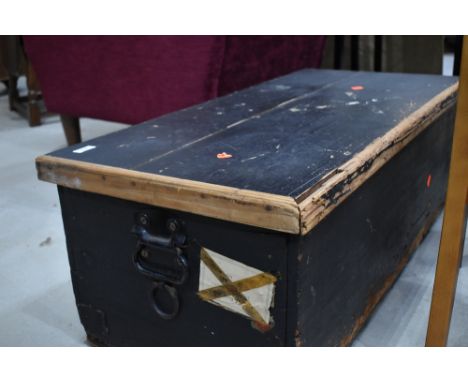 A part strippedf wooden trunk, approx. 97 x 45 x 35cm
