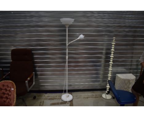 A modern white standard/reading lamp, few marks to base, currently working but no warranties with electrical goods