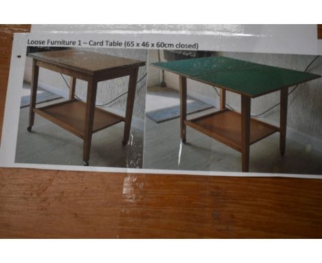 A vintage card table/tea trolley closed dimensions approx. 65 x 46 x 60cm and a folding table