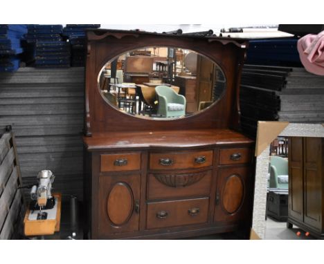 A late Victorian mahogany mirror back sideboard, width approx. 138cm