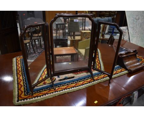 An early 20th Century mahogany triptych toilet mirror