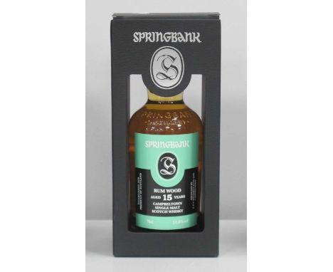 Springbank Campbeltown Single Malt Scotch Whisky Rum Wood Aged 15 Years, cask type rum barrels, distilled December 2003, bott