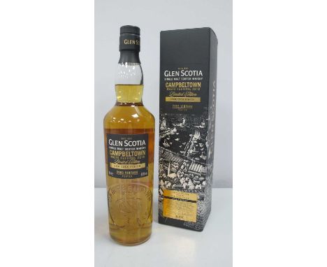 Glen Scotia Single Malt Scotch Whisky Campbeltown Malts Festival 2019 Limited Edition Rum Cask Finish 2003 Vintage Peated, ca