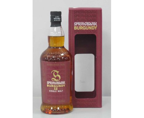 Springbank Campbeltown Single Malt Scotch Whisky Burgundy Aged 12 Years, cask type matured in first fill burgundy barrels, di