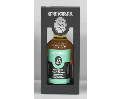 Springbank Campbeltown Single Malt Scotch Whisky Rum Wood Aged 15 Years, cask type rum barrels, distilled December 2003, bott