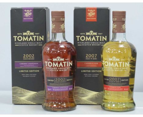 Tomatin Highland Single Malt Scotch Whisky Limited Edition; 2002 Aged 14 Years, 700ml., 46% Vol.; 2007 Aged 9 Years, 700ml., 