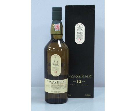 Lagavulin Islay Single Malt Scotch Whisky Aged 12 Years Limited Edition 200th Anniversary, bottled in 2016, natural cask stre