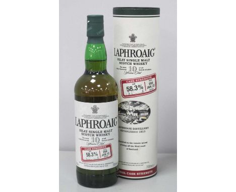 Laphroaig Islay Single Malt Scotch Whisky 10 Years Old, Original Cask Strength, batch 004, bottled Jan. 12, 70cl., 58.3% Vol.
