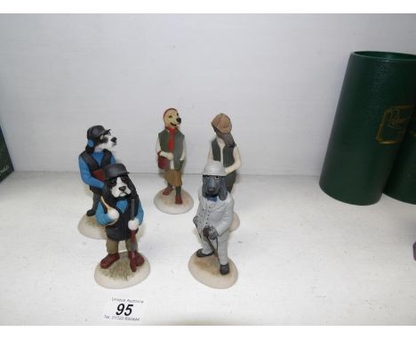5 hunting related Robert Harrup Doggie People/Country Companions figurines