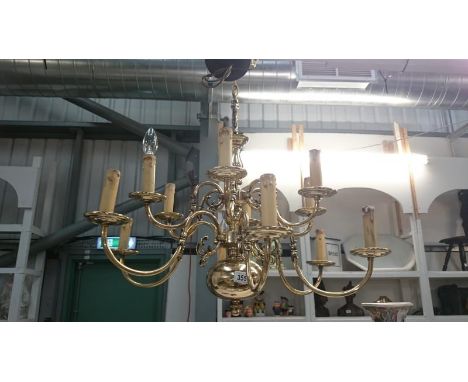 A polished brass 6 lamp ceiling light