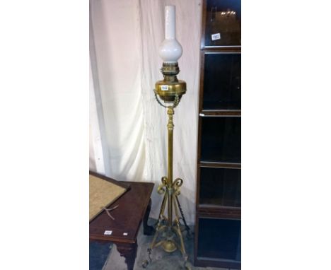 A Victorian brass standard oil lamp