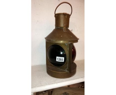 A brass ship's lamp
