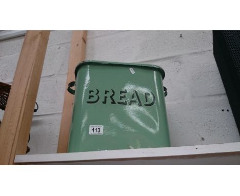 An enamel bread bin