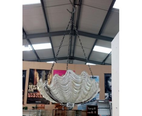 An Art Deco scallop glass ceiling lamp shade