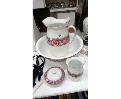 A jug and basin set &amp; 2 other items