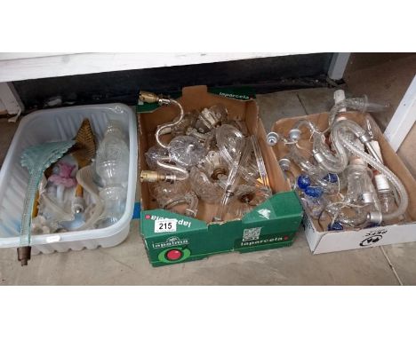 3 boxes of chandelier parts
