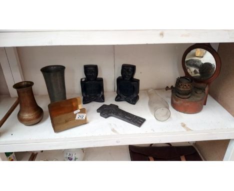 A mixed lot including oil lamp