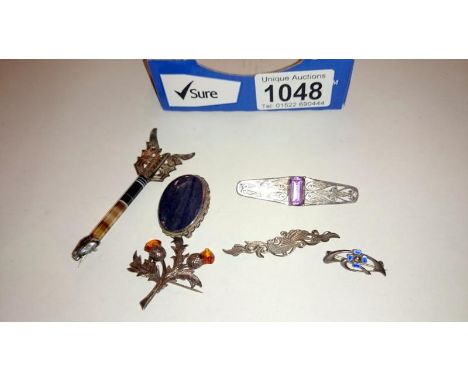 6 vintage brooches including celtic silver