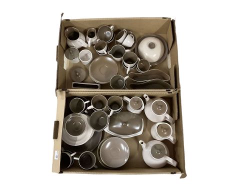 Quantity of Poole pottery tea and coffee ware decorated in brown and beige 78 pieces