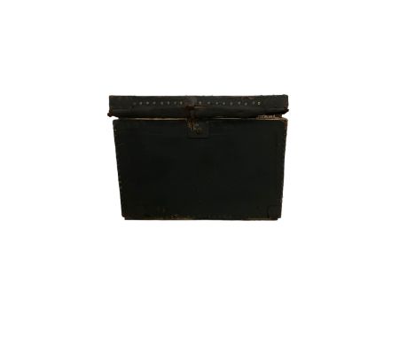 Early 20th century black painted trunk, rectangular hinged lid with studworkDimensions: Height:&nbsp;44cm&nbsp; Length/Width: