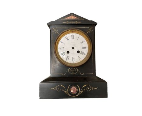 French slate and marble mantle clock.