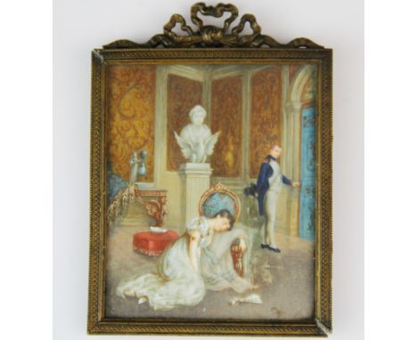 A 19th century framed hand painted portrait miniature on ivory of Napoleon and Josephine (A/F) noted on an earlier sale ticke