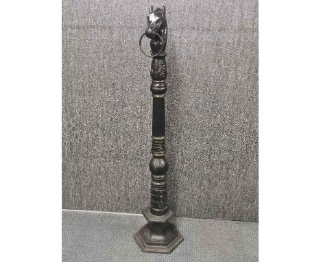 A 19th century painted cast iron horse hitching post, H. 134cm.