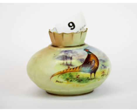 A Locke &amp; Co Worcester hand painted vase, H. 7cm.