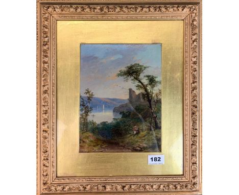 A 19th Century gilt framed oil on board behind glass signed R B David, frame size 40 x 45cm.
