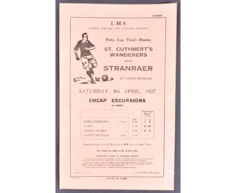 Railwayana - an Early 20th Century (1927) London Midland &amp; Scottish Railways football poster / handbill for the match bet